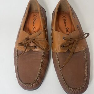 Dream Seek Men Boat Shoes Size 7 Brown Leather Lace Up‎ Moccasins Loafers